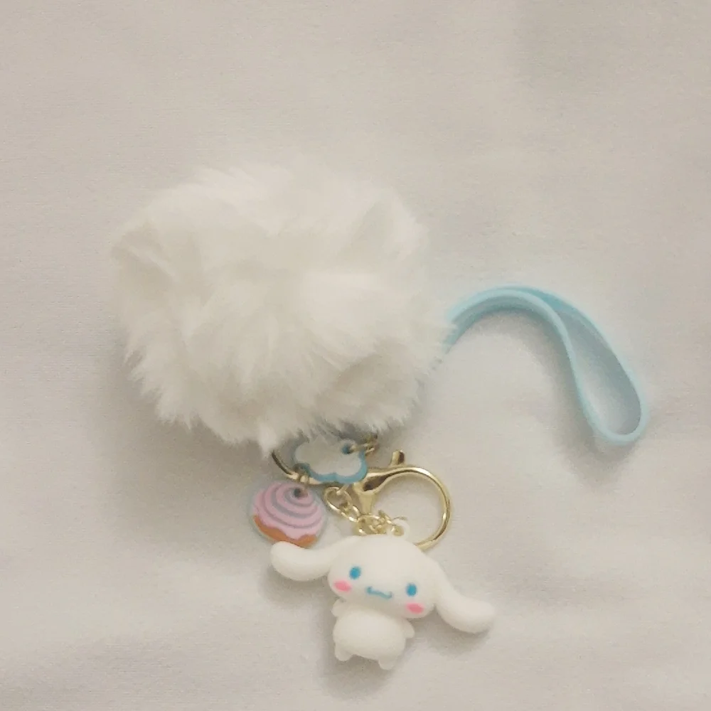 HK Inspired Cinnamoroll  Pom Pom Keychain Bag Pendant Keyring Jewelry NWOT